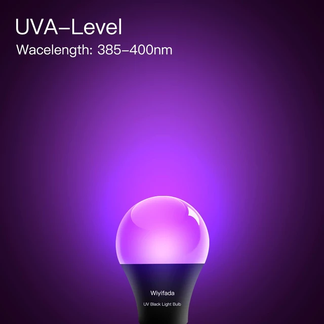 Alt view image 2 of 6 - LED Black Light Bulbs 12 Pack, A19 9W UV Black Light Replace Up to 100W, 120V E26 Base UVA Level 385-400nm, Glow in The Dark for Body Pain, Blacklights Party, Halloween