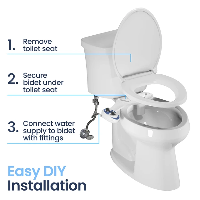 Alt view image 6 of 7 - NEO 120 - Bidet Attachment for Toilet Seat, Gold Non-Electric, Single Nozzle, Self-Cleaning, Adjustable Water Pressure, Rear Wash