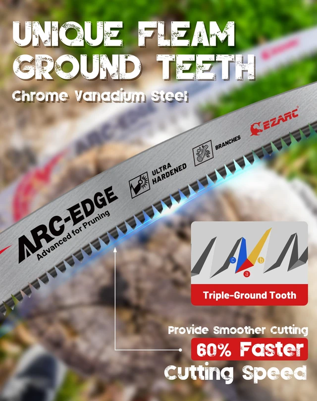 Alt view image 3 of 7 - Arc Edge Reciprocating Saw Blades, 6TPI for Pruning, 5-Pack 3 Pcs 15-Inch and 2 Pcs 12-Inch, Arc Edge, Fleam Ground Teeth, Chrome Vanadium Steel, Up to 3x Life, for Tree Trimming