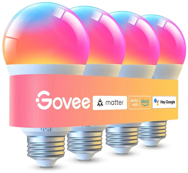 Main image of LED Smart Light Bulbs, 1000LM RGBWW A19 75W E26 Base 4 Pack Color Changing Light Bulb, Work with Matter Alexa and Google Assistant, Smart Bulbs for Bedroom, Living Room