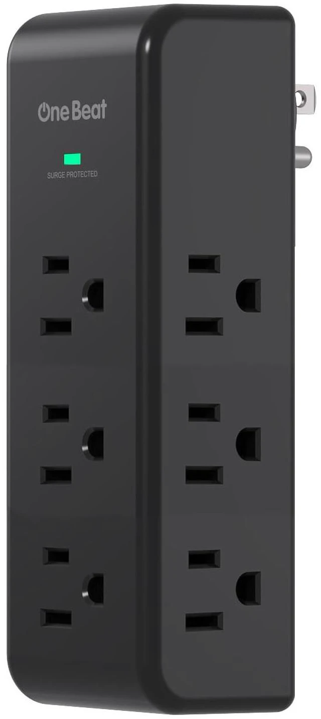 Main image of Surge Protector Outlet Extender Rotating Plug, 9 AC Multi Plug Outlet,Black 1800J Wall Charger, 3-Sided Power Strip Electrical Plug Adapter Outlet Splitter Plug Expander for Home Office College Dorm