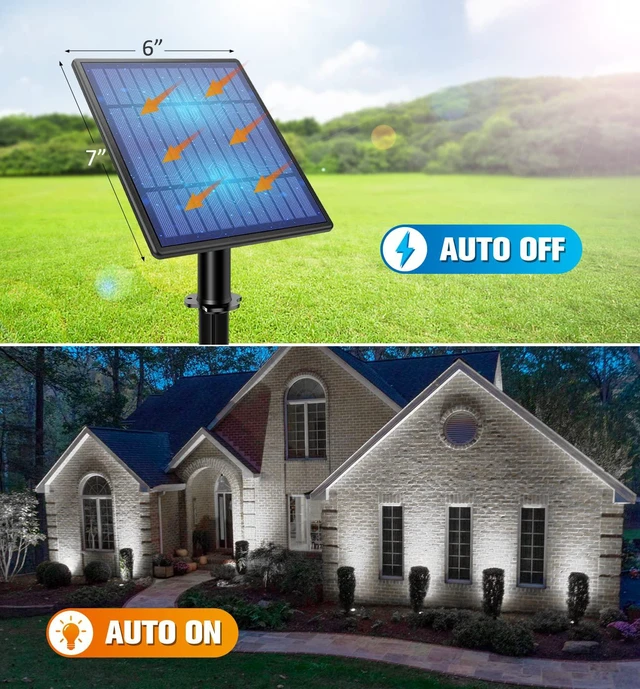 Main image of Metal Solar Spot Lights Outdoor with 9.8ft Cable Solar Powered Landscape Lighting Low Voltage IP65 Waterproof Auto On/Off for Outside Garden Yard Landscape Pathway Garage-Cool White(2-in-1)