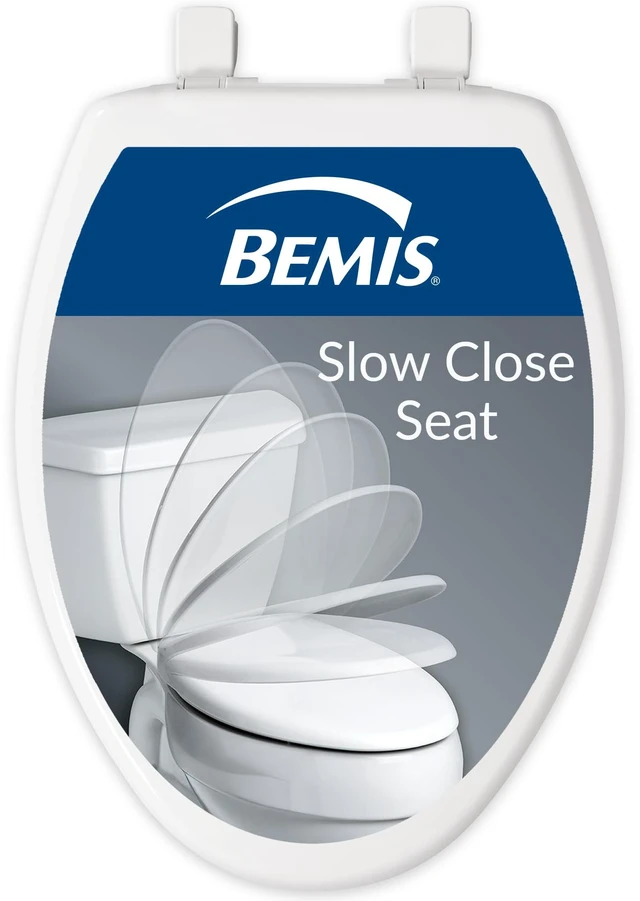 Main image of Slow Close Elongated Toilet Seat, Easy Clean Hinges, White Soft close lid never slams, quick-release hinges for deep cleaning, durable plastic, fits all elongated toilets, 7300SLEC