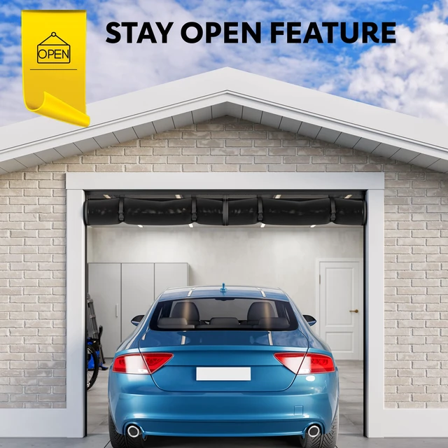 Alt view image 2 of 5 - Garage Door Screen Magnetic Closure - Garage Screen Doors for 1 Car Garage Pull Down - Magnetic Screen Door Mesh - Heavy Duty Weighted Bottom- Pet & Kid Friendly - Keep Open Feature - 8' x 7'