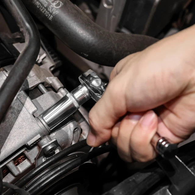 Alt view image 6 of 7 - 1/2" Drive Socket Set, 23 Piece Standard SAE (7/16 to 1 inch) and Metric (13-19, 21, 22, 24mm) 6 Point, with Quick Release Ratchet, Extension Bars, Drive Drill Adapter
