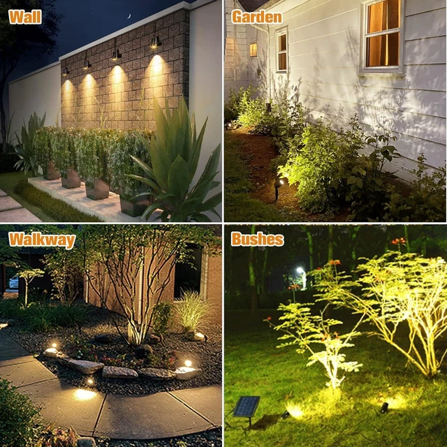 Alt view image 2 of 4 - Metal Solar Spot Lights Outdoor with 9.8ft Cable Solar Powered Landscape Lighting Low Voltage IP65 Waterproof Auto On/Off for Outside Garden Yard Landscape Pathway Garage-Warm White(2-in-1)