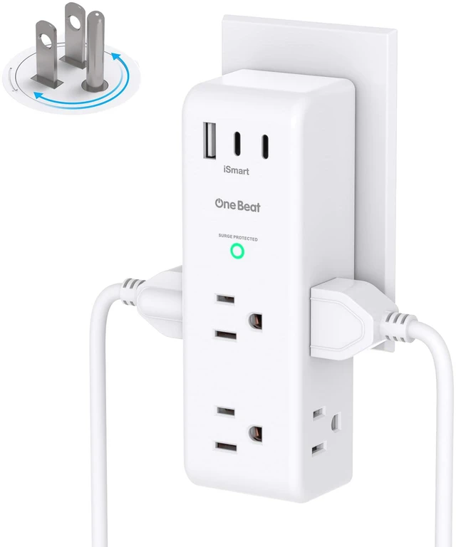 Main image of Surge Protector Outlet Extender with Rotating Plug, Multi Plug Wall Outlet 6 AC Outlet Splitter 3 USB Ports (2 USB C),1800J USB Wall Charger, Plug Adapter Power Strip for Home Office Dorm Room Travel