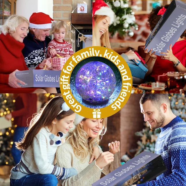 Alt view image 5 of 5 - Solar Globe Lights Outdoor Waterproof-Solar Balls for Garden Cracked Glass Ball Lights Outdoor-Solar Orbs for Outside-Decorations for Patio and Yard Lawn Backyard Decor