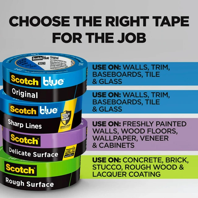 Alt view image 3 of 7 - Original Painter's Tape 2090-24VR4-A, 0.94 in x 60 yd (24mm x 54.8m), 4 Rolls/Pack