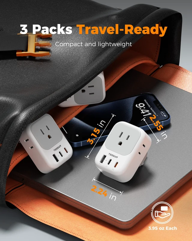 Alt view image 6 of 7 - UK Adapters for Travel 3 Pack, Type G Plug Adapter PD 20W, 4 AC Outlets, 3 USB Ports (2 USB C), US to UK Ireland England London Dubai Scotland Hong Kong UAE, For Travel