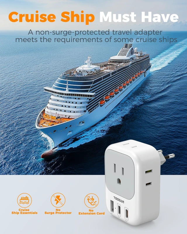 Alt view image 7 of 7 - European Travel Plug Adapter, PD 20W Type C 3 Pack 4 AC Outlets 3 USB Ports (2 USB C), US to Europe, USA to EU Italy Spain France Iceland Germany