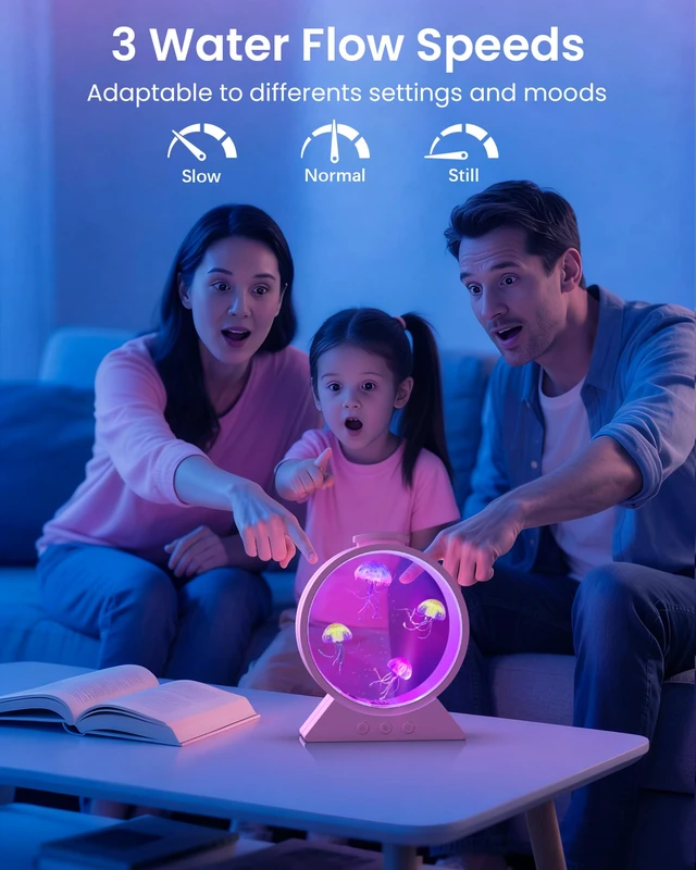 Alt view image 5 of 7 - Jellyfish Lamp for Sleep Anxiety Calming Night Light for Bedroom(Pink) Whisper-Quiet Sensory 7 Soft Color Modes Adjustable Water Flow 8H Auto-Off Timer Rounded Tank Lamp Gift for All Ages