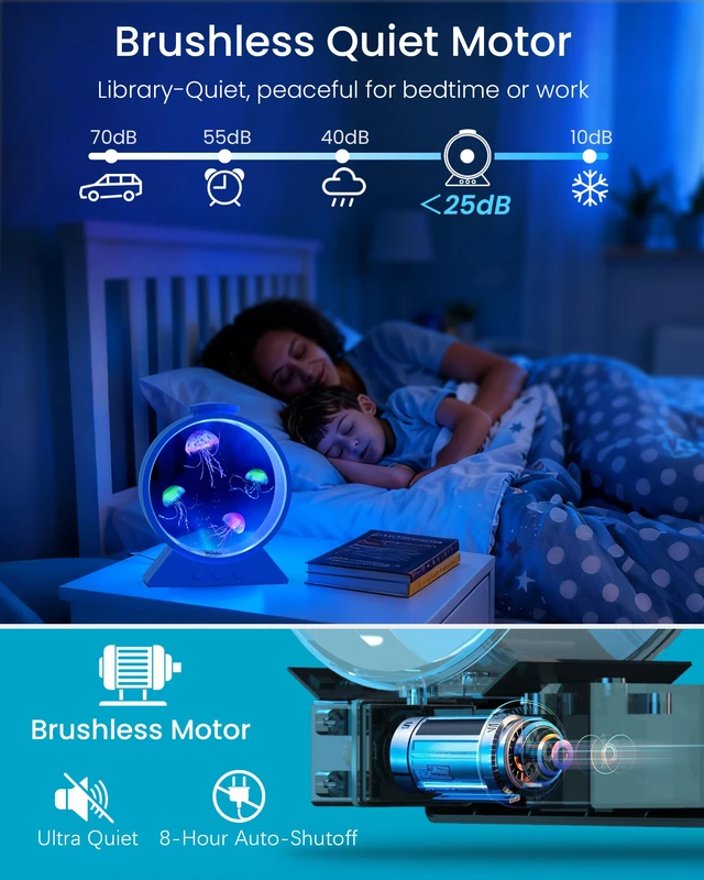 Alt view image 3 of 7 - Jellyfish Lamp for Sleep Anxiety Calming Night Light for Bedroom(Blue) Whisper-Quiet Sensory 7 Soft Color Modes Adjustable Water Flow 8H Auto-Off Timer Rounded Tank Lamp Gift for All Ages
