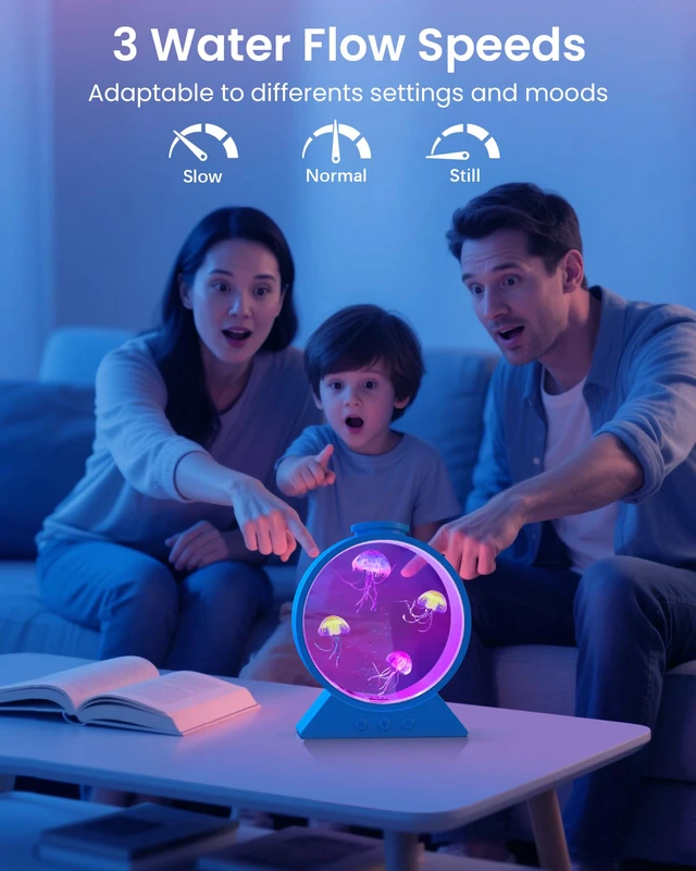 Alt view image 4 of 7 - Jellyfish Lamp for Sleep Anxiety Calming Night Light for Bedroom(Blue) Whisper-Quiet Sensory 7 Soft Color Modes Adjustable Water Flow 8H Auto-Off Timer Rounded Tank Lamp Gift for All Ages