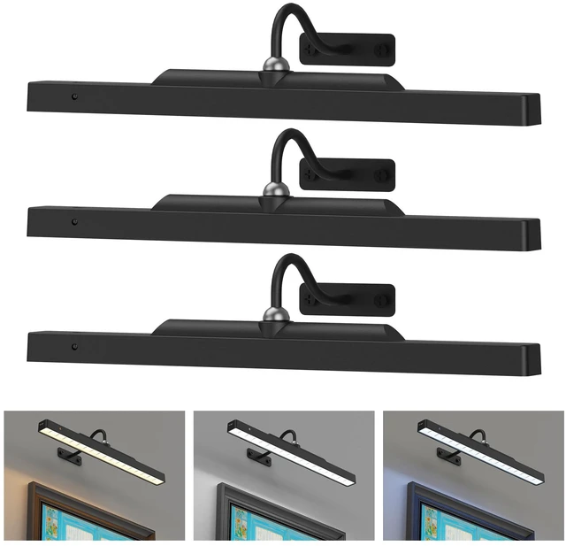 Main image of 3Pack Picture Light Battery Operated, 16in Picture Light for Wall, 5000mAh Cordless Wall Lights with Controller,Art Light with Dimmable Cordless for Wall Painting,Frame, Portrait, Dartboard- Black