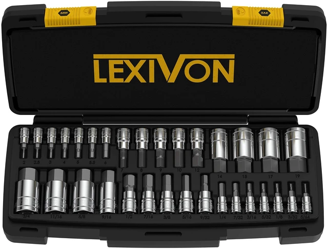 Main image of Master HEX Bit Socket Set, Premium S2 Alloy Steel | Complete 32-Piece, SAE and Metric Set | Enhanced Storage Case (LX-144)