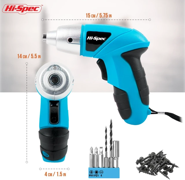Alt view image 4 of 6 - 3.6V USB Electric Screwdriver for Home Repairs and Assembly, Blue 27pc, fast assembly help, common screw bit selection, LED visibility, compact grip, quick household fixes, organized storage
