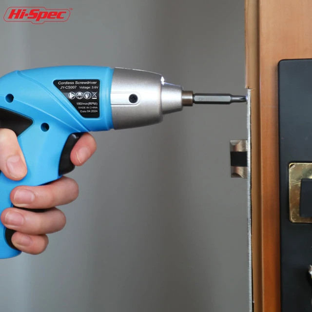 Alt view image 5 of 6 - 3.6V USB Electric Screwdriver for Home Repairs and Assembly, Blue 27pc, fast assembly help, common screw bit selection, LED visibility, compact grip, quick household fixes, organized storage