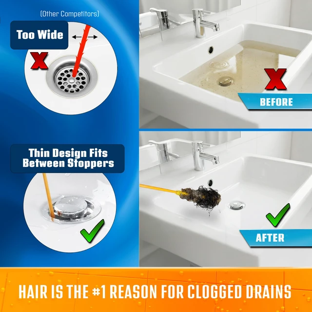 Alt view image 4 of 7 - Drain Weasel Sink Snake Hair Clog Remover Tool Kit, 10 Wands Pipe, Bathroom, Bathtub Cleaner, 18-inch Long Refills, Flexible, Removable Handle, Made in The USA