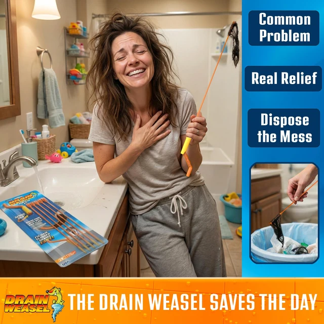Alt view image 7 of 7 - Drain Weasel Sink Snake Hair Clog Remover Tool Kit, 10 Wands Pipe, Bathroom, Bathtub Cleaner, 18-inch Long Refills, Flexible, Removable Handle, Made in The USA