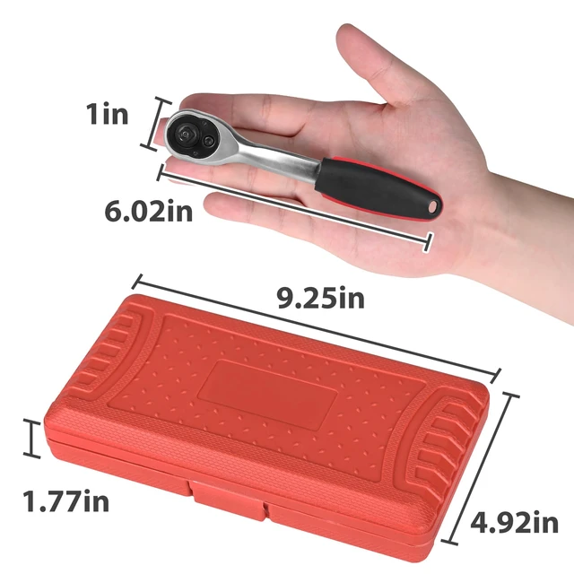 Alt view image 2 of 6 - 46 Pieces 1/4 inch Drive Socket Ratchet Wrench Set Nickel Tool Pearl nickel coating with 72-Teeth Ratchet Wrench S2 Bit Socket Set Suitable Auto Repairing and Household with Storage Case