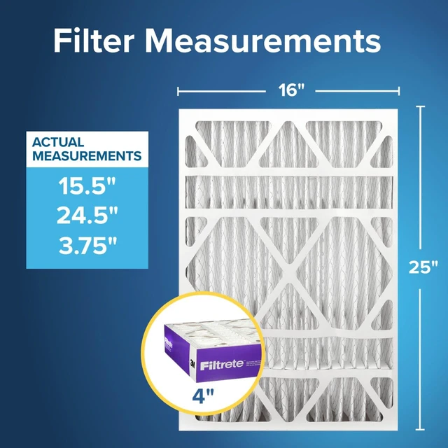 Alt view image 2 of 7 - 16x25x4(SlimFit), AC Furnace Air Filter, MPR 1550 DP, Healthy Living Ultra Allergen Deep Pleat, 2-Pack, Fits Lennox & Honeywell Devices (exact dimensions 15.5 x 24.5 x 3.75)