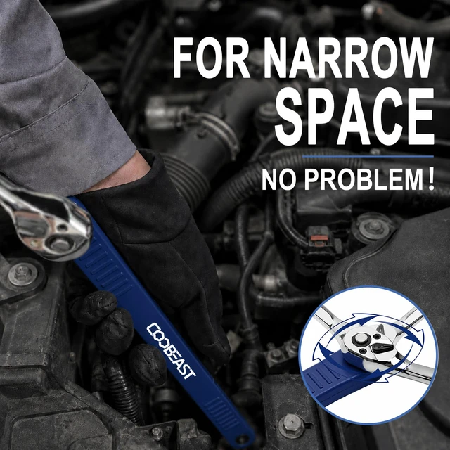 Alt view image 3 of 7 - 3/8 inch Pro Offset Extension Wrench Impact Wrench Extender Tool Socket Set Versatile 1/4", 3/8", and 1/2" Square Drive Adapters, Universal Extensions Wrench for Small Tight Spaces Fasteners