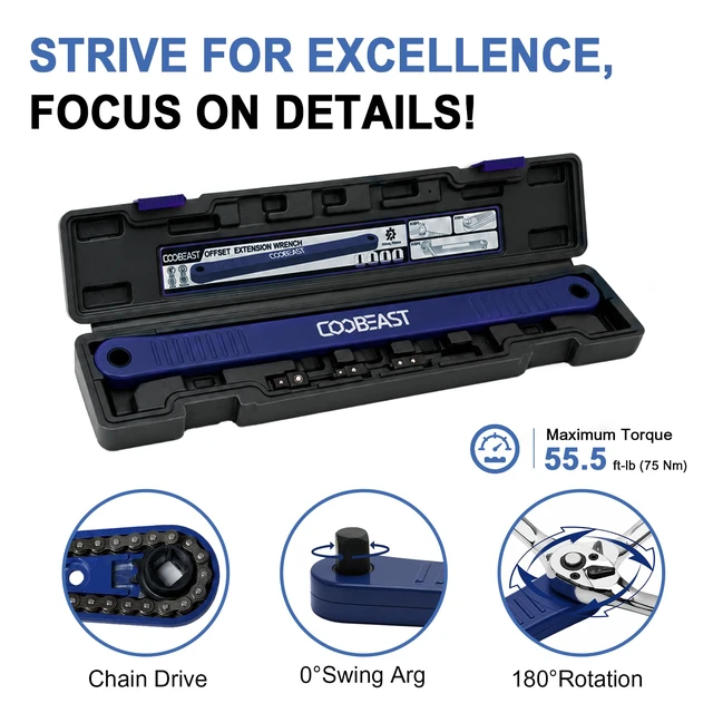 Alt view image 7 of 7 - 3/8 inch Pro Offset Extension Wrench Impact Wrench Extender Tool Socket Set Versatile 1/4", 3/8", and 1/2" Square Drive Adapters, Universal Extensions Wrench for Small Tight Spaces Fasteners