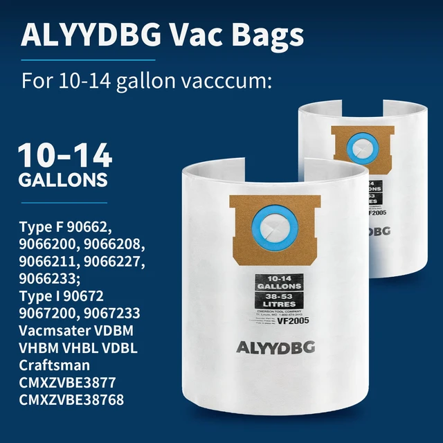 Alt view image 2 of 6 - 5 Pack Shop Vac Bags 10-14 Gallon Type F/I 90662 90672 Original Stardard Drying Using Vac Bags for 2-1/2" Port Vacuum