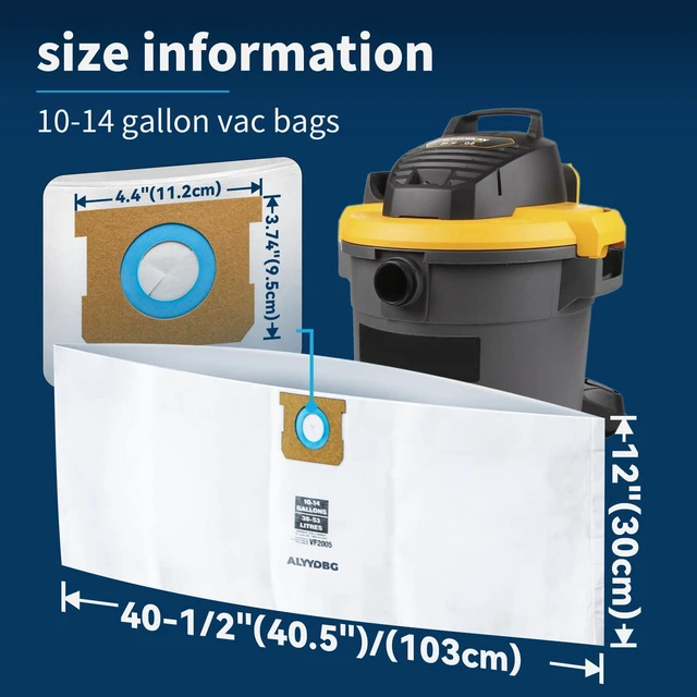 Alt view image 4 of 6 - 5 Pack Shop Vac Bags 10-14 Gallon Type F/I 90662 90672 Original Stardard Drying Using Vac Bags for 2-1/2" Port Vacuum