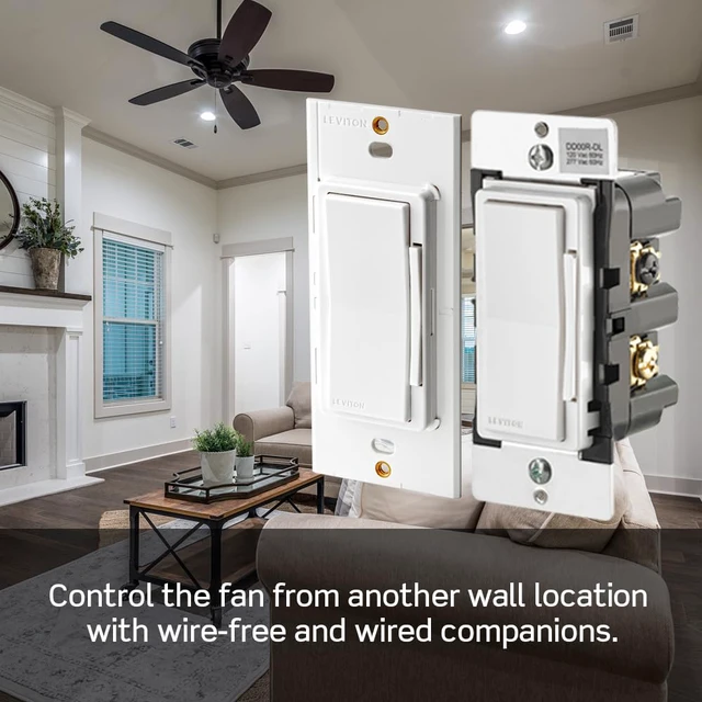 Alt view image 6 of 7 - Decora Smart Fan Speed Controller, Wi-Fi 2nd Gen, Neutral Wire Required, Works with My, Alexa, Google Assistant, Apple Home/Siri & Wired or Wire-Free 3-Way, D24SF-1RW, White