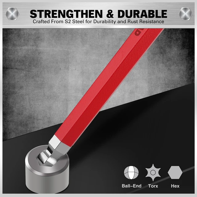 Alt view image 3 of 7 - 29-Piece Hex & Torx Key Set: Rainbow Colored Allen Wrench Set, SAE(1/16"-3/8") & Metric(1.5mm-10mm) & Torx(T10-T50), Long Arm Ball End, Allen Keys with T-Handle and Extension Bar