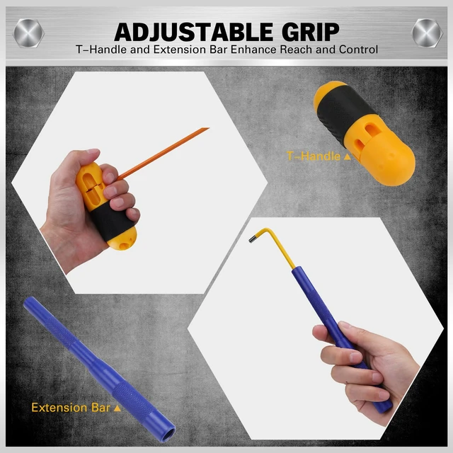 Alt view image 7 of 7 - 29-Piece Hex & Torx Key Set: Rainbow Colored Allen Wrench Set, SAE(1/16"-3/8") & Metric(1.5mm-10mm) & Torx(T10-T50), Long Arm Ball End, Allen Keys with T-Handle and Extension Bar