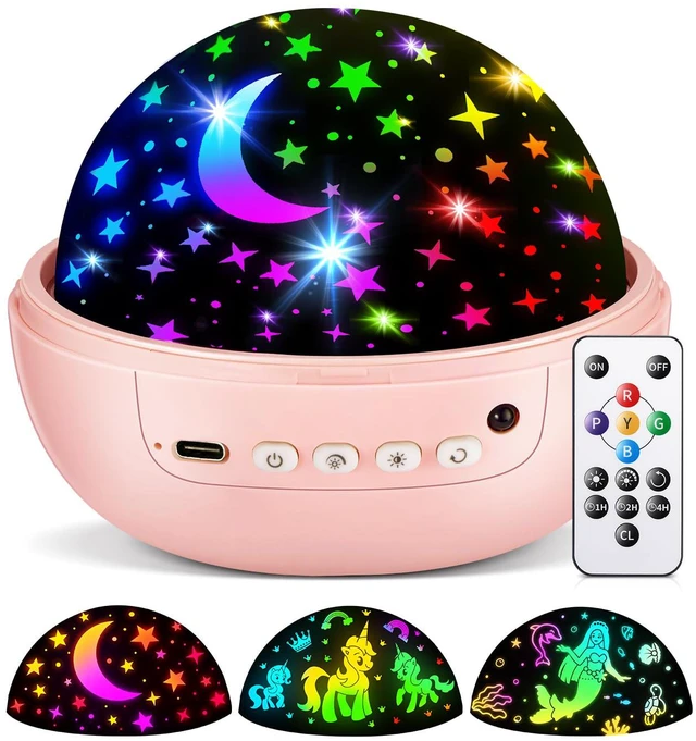 Main image of Star Projector for Kids, 3 Films+93 Colors Kids Projector Night Light Unicorn Toys for Girls Age 4-6, 360° Rotating All Night, Remote+Dimmable+Timer, 3,4,5 Year Old Girl Gifts, Birthday, Bedroom