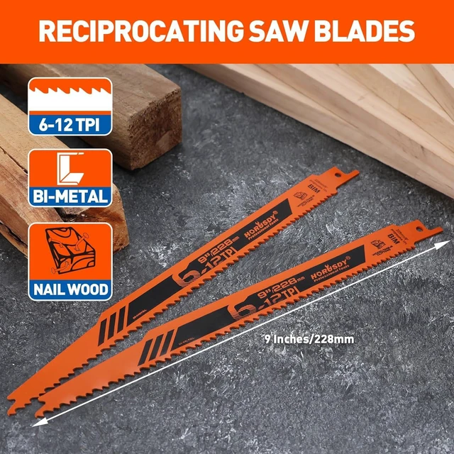 Alt view image 2 of 7 - 30Pack 9 Inch 6-12 TPI Reciprocating Saw Blade Wood Pruning, Bi-Metal Saw Blades for Nail Wood or Trees Cutting, Sharp and Durability with Organizer Case