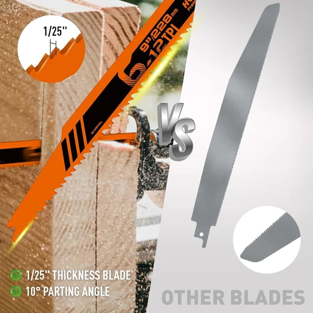 Alt view image 3 of 7 - 30Pack 9 Inch 6-12 TPI Reciprocating Saw Blade Wood Pruning, Bi-Metal Saw Blades for Nail Wood or Trees Cutting, Sharp and Durability with Organizer Case