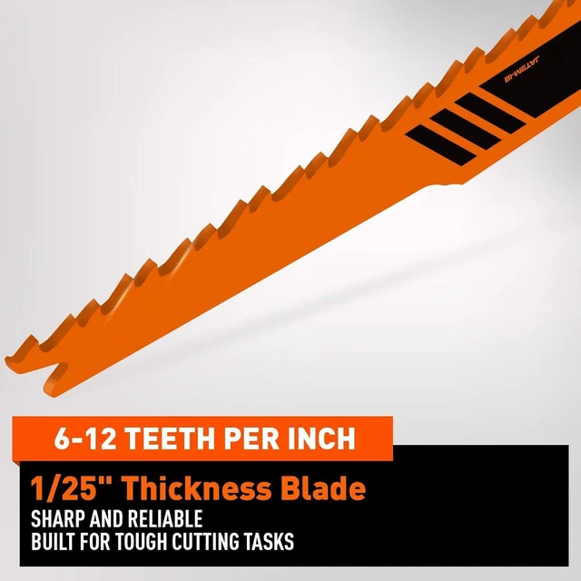 Alt view image 4 of 7 - 30Pack 9 Inch 6-12 TPI Reciprocating Saw Blade Wood Pruning, Bi-Metal Saw Blades for Nail Wood or Trees Cutting, Sharp and Durability with Organizer Case
