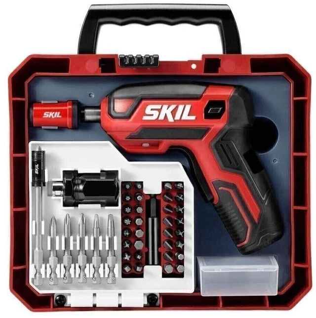Main image of Rechargeable 4V Cordless Pistol Grip Screwdriver with 42pcs Bit Set, USB Charger and Carrying Case - SD5618-03