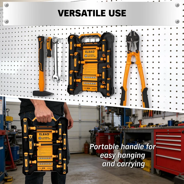 Alt view image 7 of 7 - 14-Piece T-handle Allen Wrench Set, Metric 2.5mm-10mm & SAE 1/8"-3/8" Portable Hex Key, Long Arm Allen Key Set with Storage Box for Basic Home Repair and Mechanical Maintenance