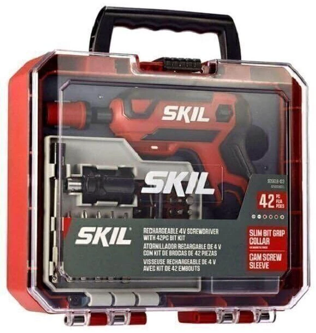 Alt view image 7 of 7 - Rechargeable 4V Cordless Pistol Grip Screwdriver with 42pcs Bit Set, USB Charger and Carrying Case - SD5618-03