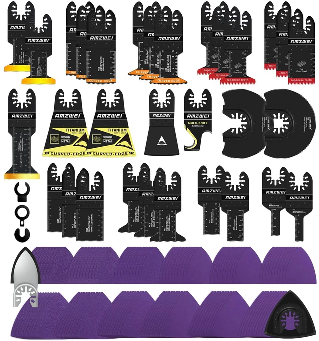 Main image of 153PCS Upgraded Multitool Blades Oscillating Tool Accessories with Sandpaper, Hook Knife, Titanium Blades for Wood Metal Plastic Cutting, Compatible with Dewalt Ryobi Milwaukee Rockwell