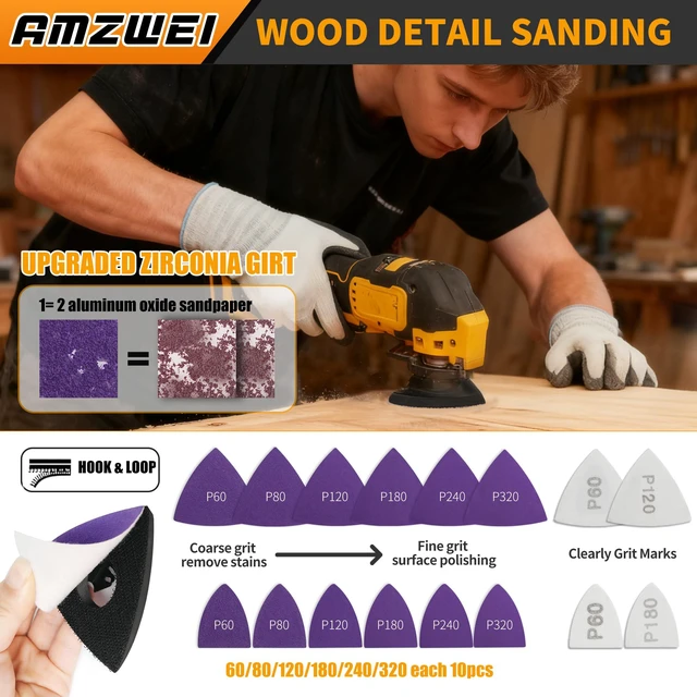 Alt view image 3 of 7 - 153PCS Upgraded Multitool Blades Oscillating Tool Accessories with Sandpaper, Hook Knife, Titanium Blades for Wood Metal Plastic Cutting, Compatible with Dewalt Ryobi Milwaukee Rockwell