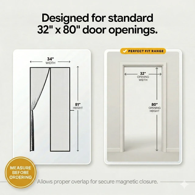 Alt view image 2 of 7 - Magnetic Screen Door - Self Sealing, Heavy Duty, Hands Free Mesh Partition Keeps Bugs Out - Pet and Kid Friendly - Patent Pending Keep Open Feature - 34 Inch x 81 Inch