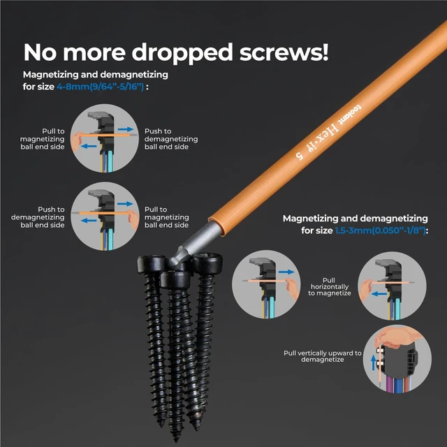 Alt view image 6 of 7 - toolant Allen Wrenches Sets 22pcs(Metric&SAE), Extra Long Arm Allen Key Set with Ball End, Crafted Hex Key Set with Color Coded Sleeves, Unique Patented Holder Design for Magnetizing and Demagnetizing