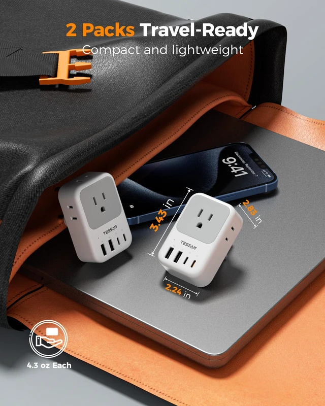 Alt view image 6 of 7 - South Africa Travel Plug Adapter 2 Pack, PD 20W Type M Adapter 4 AC Outlets, 4 USB Ports (2 USB C), South Africa Power Adapter, US to Nepal Botswana Namibia Bhutan