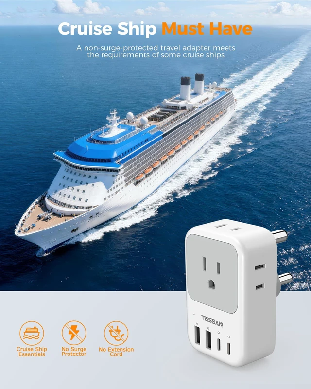 Alt view image 7 of 7 - South Africa Travel Plug Adapter 2 Pack, PD 20W Type M Adapter 4 AC Outlets, 4 USB Ports (2 USB C), South Africa Power Adapter, US to Nepal Botswana Namibia Bhutan