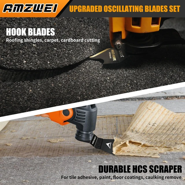 Alt view image 6 of 7 - 153PCS Upgraded Multitool Blades Oscillating Tool Accessories with Sandpaper, Hook Knife, Titanium Blades for Wood Metal Plastic Cutting, Compatible with Dewalt Ryobi Milwaukee Rockwell
