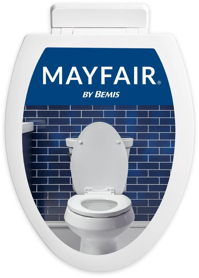 Main image of Ashton Easy to Clean Single Hinge Toilet Seat, Modern Slow Close Wood Toilet Seat, Made in USA, Elongated, White
