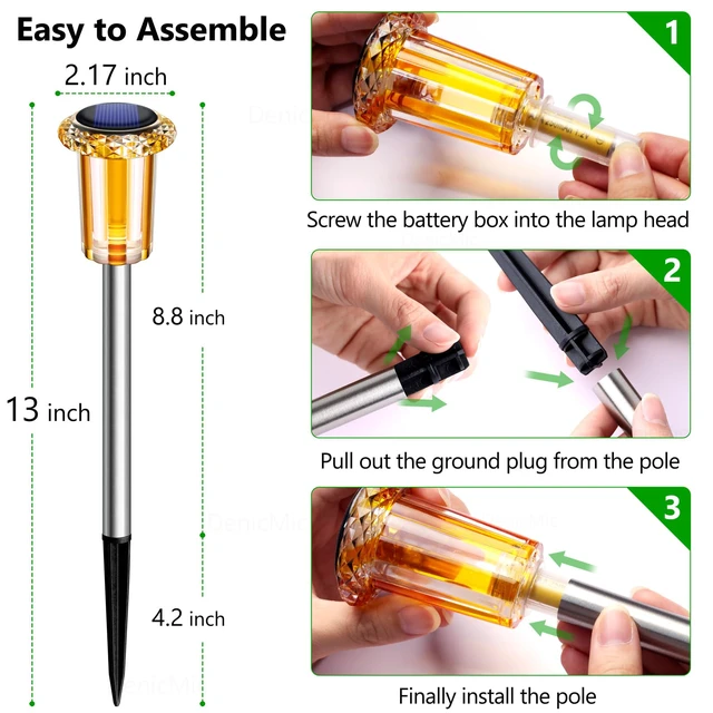 Alt view image 3 of 7 - Outdoor Solar Lights Waterproof 10 Pack Color LED Christmas Decor Pathway Yard Garden Driveway Landscape Path Lighting - Candy Cane Style Starburst Light Pattern, Acrylic/Stainless Steel