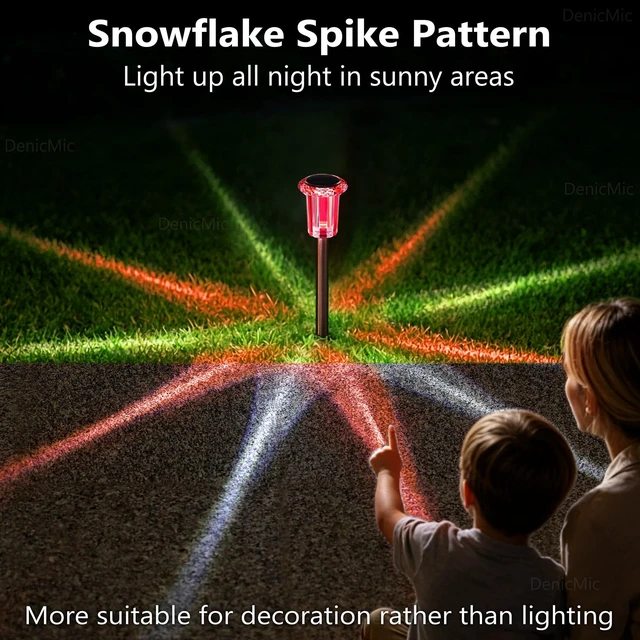 Alt view image 6 of 7 - Outdoor Solar Lights Waterproof 10 Pack Color LED Christmas Decor Pathway Yard Garden Driveway Landscape Path Lighting - Candy Cane Style Starburst Light Pattern, Acrylic/Stainless Steel